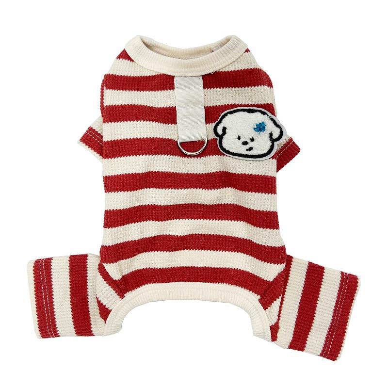 Gestreifte Vierbeiner-Hundebekleidung für Frühling & Herbst für kleine Rassen: Leinenkompatibel für Teddy, Bichon, Yorkshire.