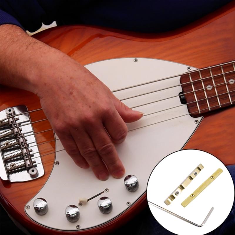 Porcas e Pontes de Latão para Baixo de 4 Cordas Porca Superior Pré-Sulcada Substituição Acessórios para Baixo Elétrico Fundo Plano Durável