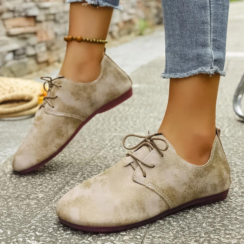 Fashion Women's Shoes 2025 Autumn New Fashion Casual Soft Walking Shoes Trend Retro Women's Lace-up Flat Shoes Zapatillas De Deporte