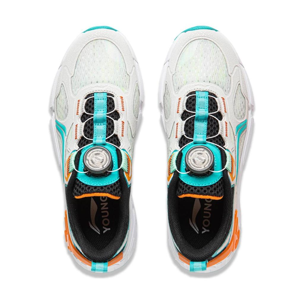 Li Ning Kids Mecha V2 Comfortable Simple Non-Slip Wear-Resistant Casual Shoes Kids Casual Shoes Gray Green Yellow YKCU044-7