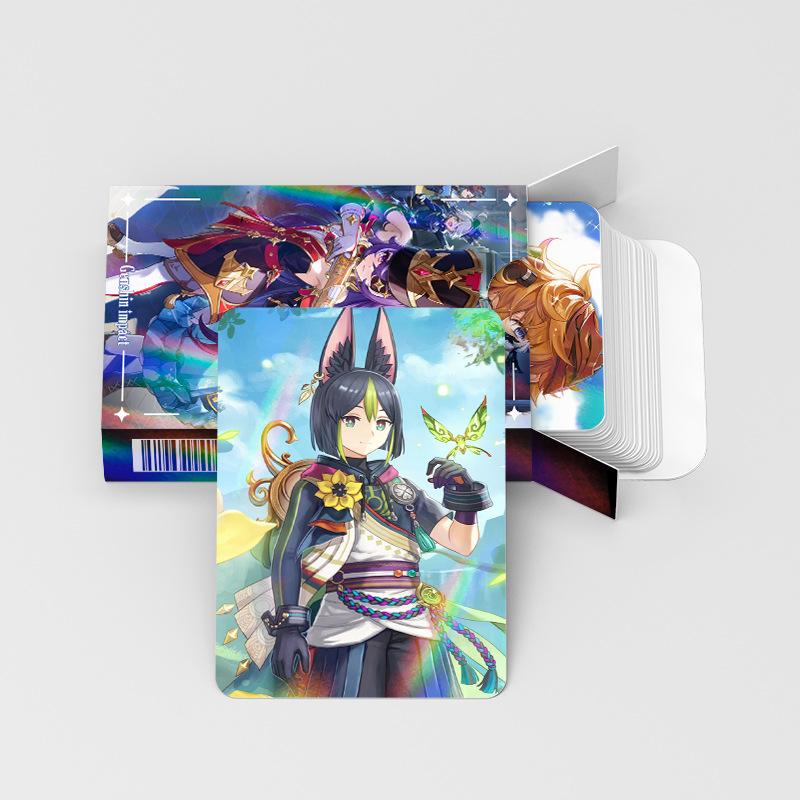 30 adet Animasyon Lazer Kart, Çift Taraflı Küçük Kart, Genshin Impact Periferik Flash Kart, Ins Çizgi Film, Anime Fotoğraf Kartı, Dekorasyon Kartı