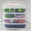 4-Compartment Reusable Food Storage Box with Lid – Clear Plastic Organizer for Fruits Meats and Vegetables  Vegetable Storage