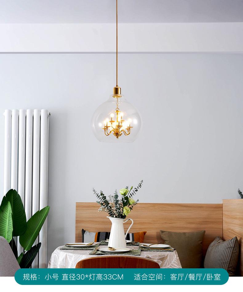 European Clear Glass Chandeliers Restaurant Bar Kitchen Bedroom Hanging Light Fixtures G9 Bulb Loft Deco Dropshipping
