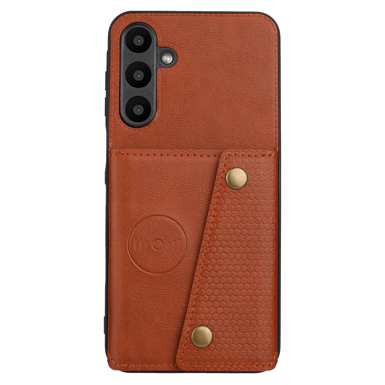 

For Samsung Galaxy A16 5G/A16 4G Case Card Slots Kickstand Leather+TPU Phone Cover Brown