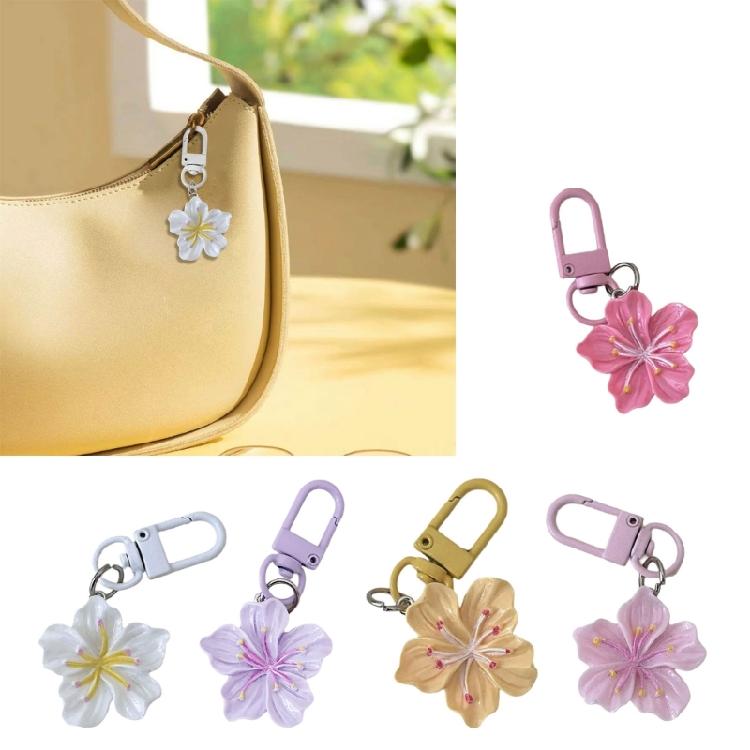 Elegant Keyring Portable Flower Bag Pendant Fashion Accessory Unique Bag Charm Acrylic Texture for Everyday Commuting