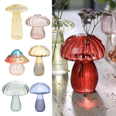 Vază Mini în Formă de Ciupercă Sticlă Colorată Transparentă Vază Hidroponică Vază pentru Afișarea Florilor și Plantelor Decor pentru Casă