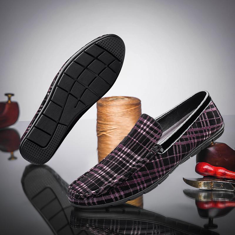 Fashion Luxury Brand Men's Classic Leather Loafers Men's Slip-On Driving Shoes Men's Striped Red Men Casual Shoes Moccasin Office Shoes