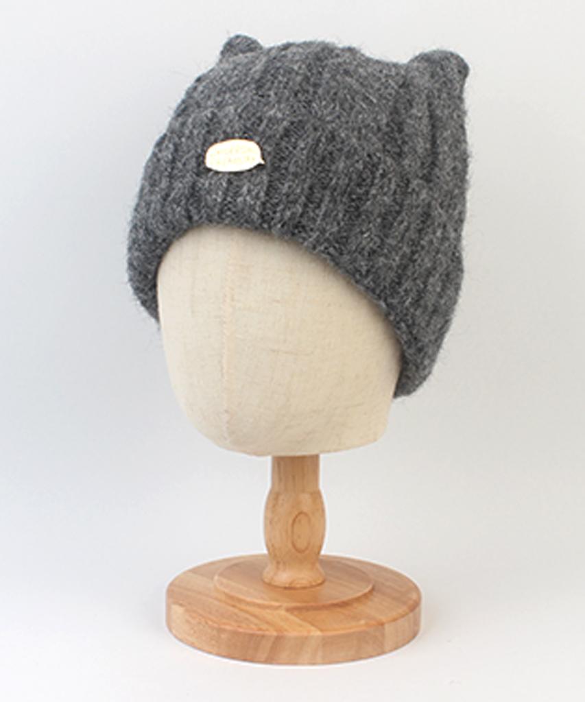 Yunibeosyeolkemiseuteuli Wool Cat Gray Bubble Beanie Cat Beanie