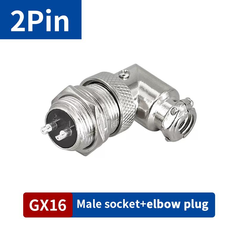 

Aviation plug socket elbow GX16-2PIN 3PIN 4PIN 5PIN 6PIN 7PIN 8PIN 9PIN right-angle connector 90-degree right-wing connector 5 sets