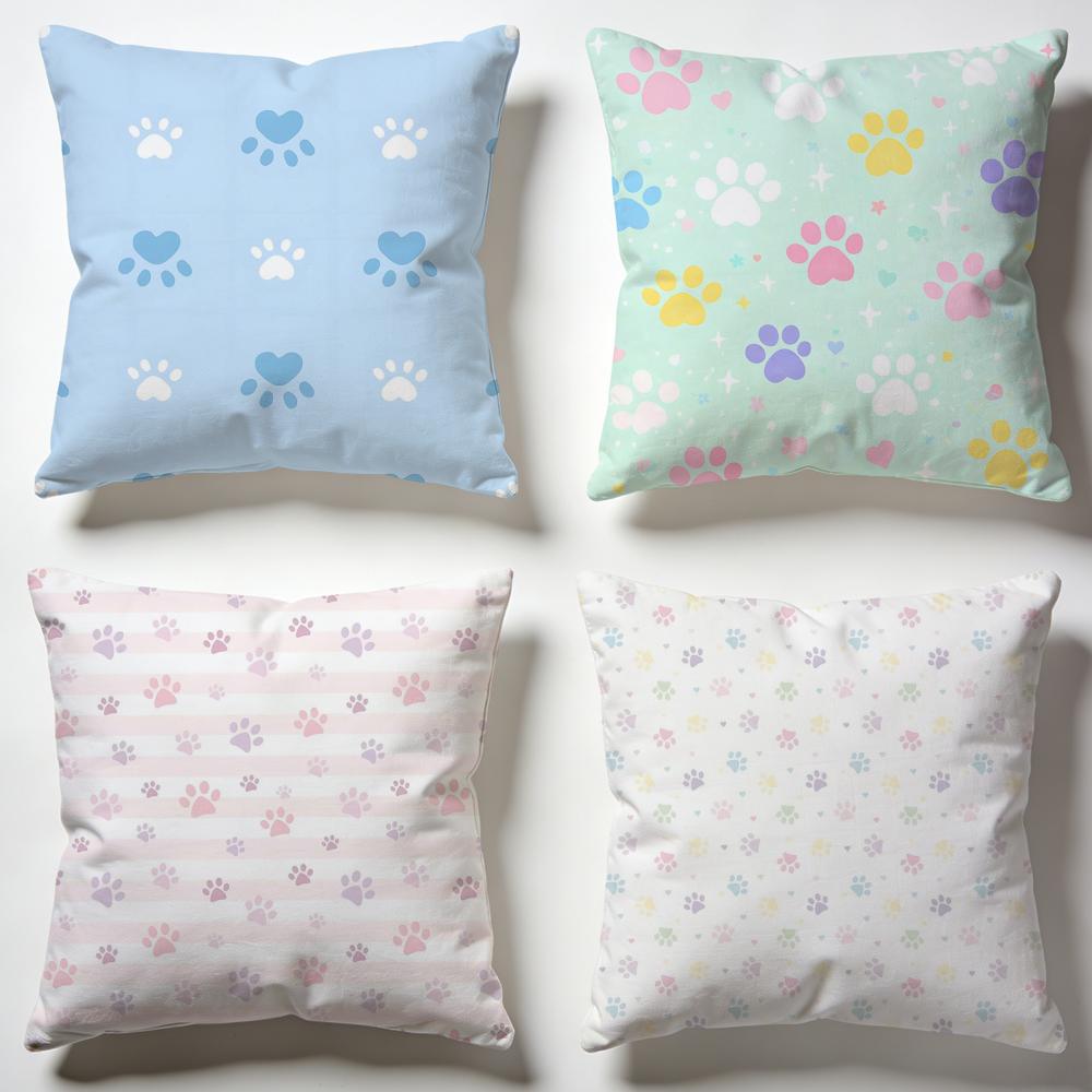 Soft Pastel Paw Cushion Cover Soft Pillow Cases for Home Bedroom Living Room Sofa
