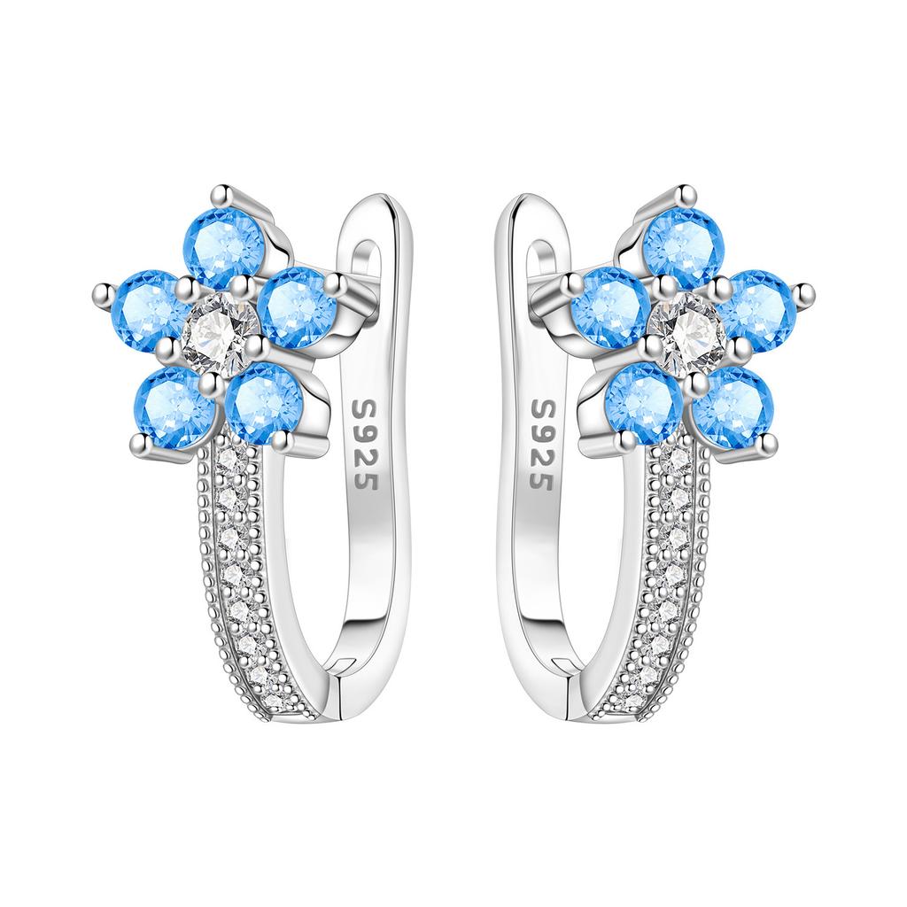 Orstarry 925 Silber Blauer Zirkon Sternenhimmel Ohrring Original Schmuck Creolen Damen Schmuck Party Trendige Geschenke