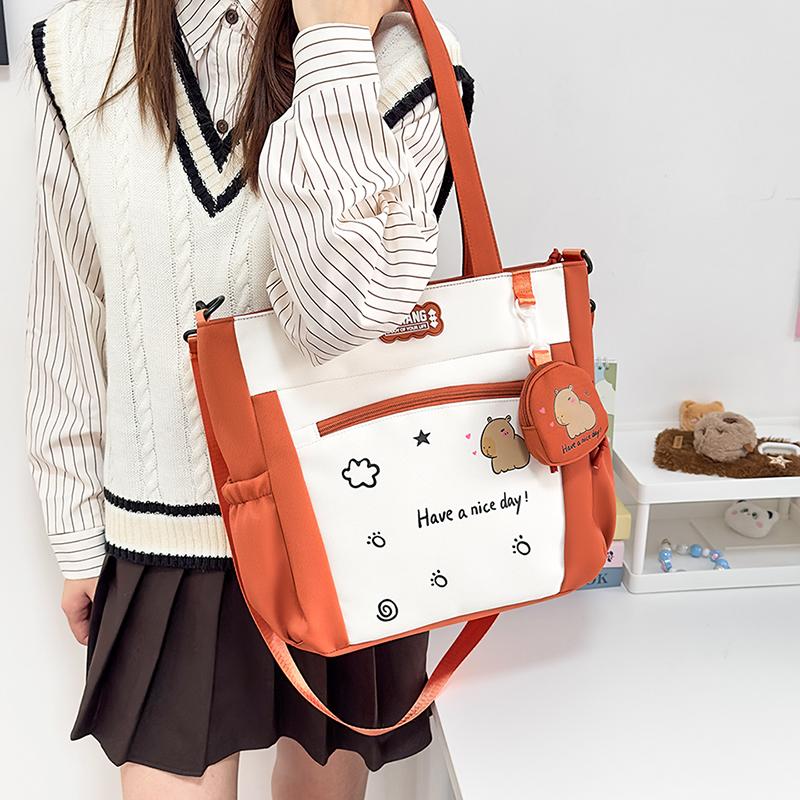 Women's Handbag Cartoon Print Book Bag Student Shoulder Bag Large Capacity Crossbody Bag