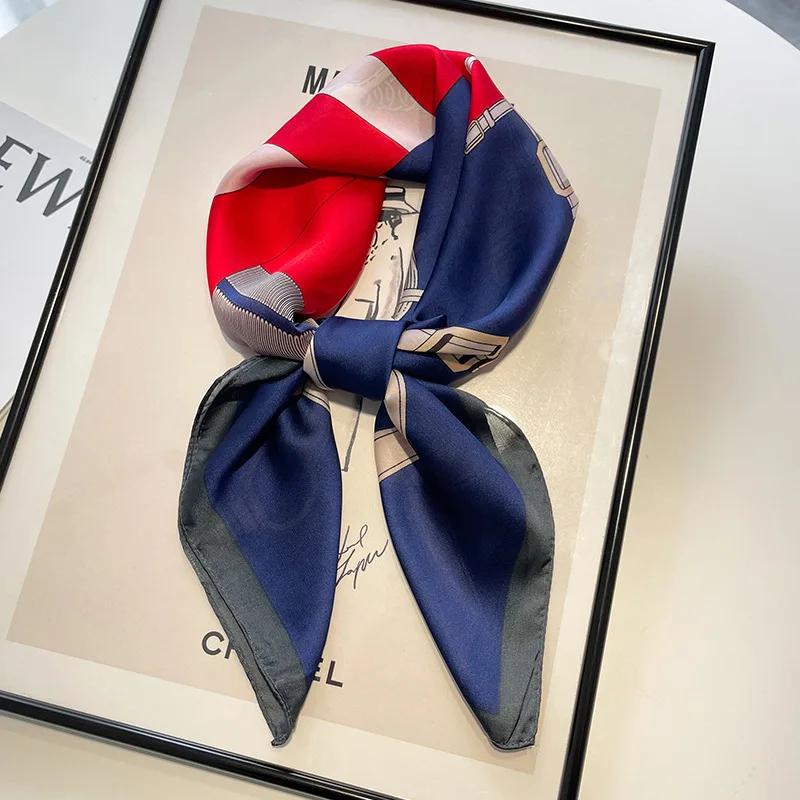 

70*70см Платок с шелковистой текстурой Квадратный Женский Шейный платок Повязка для волос Женский Модный Принт Фуляр Женский Платок Бандана 70CM