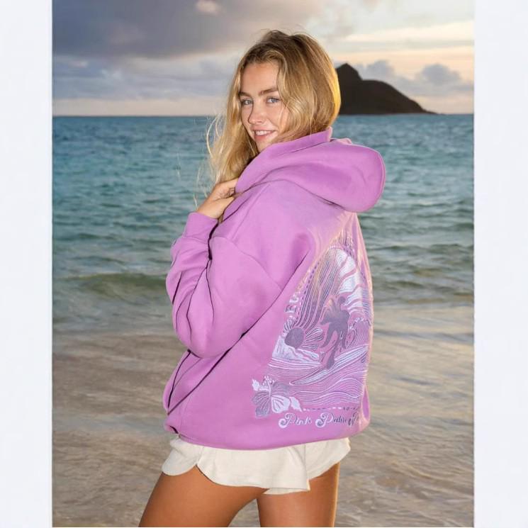 Women's Drop Shoulder Ribbed Embroidered Hoodie by ChasingSunsets, EU Size 2026