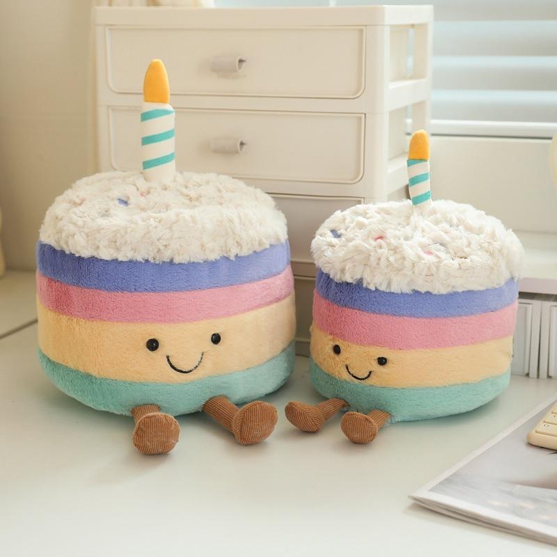 Cute Jc Style Rainbow Cake Plush Doll Happy Birthday Gift Doll Fun Atmosphere Gift