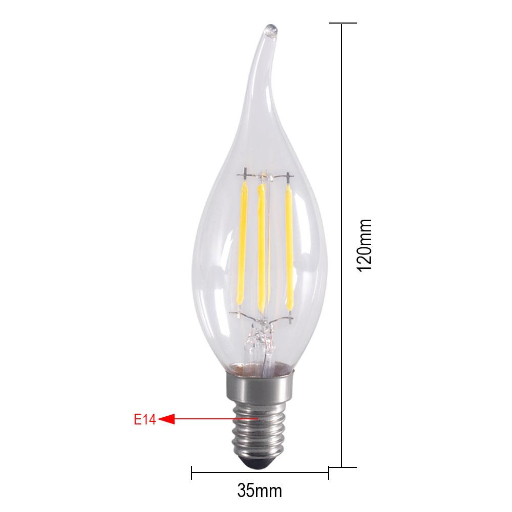 

VnnZzo Светодиодная нить накаливания для освещения E14 E27 220 В 2 Вт 4 Вт 6 Вт Винтаж Эдисон бомбилья лампа fría/calien 2W&Warm White&E14
