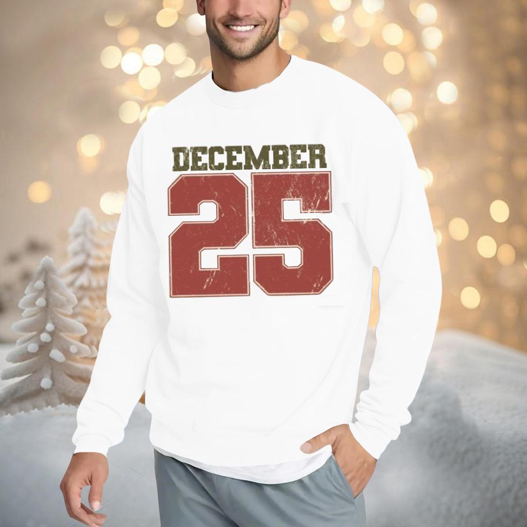 Christmas Print Loose Fit Round Neck Sweatshirt For Men