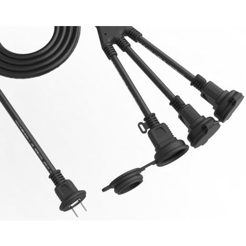 Extension Cord, 3m, 3 Branches, Waterproof, Rainproof Extension Cord, Distribution Cord, Power Cable, 3 Outlets, Power Cord for LED Illumination, For