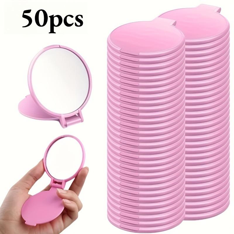 

50 шт. Портативные мини складные зеркала для макияжа - Без батареек 2,75x2,44 дюйма Белые, Дорожное зеркало для ухода за кожей розовый