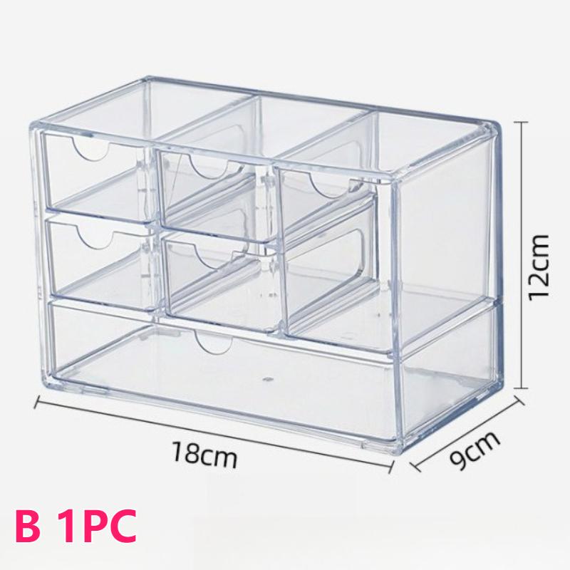 1/2pc Transparent Acrylic Storage Box 6-Grid Drawer Cosmetic Storage Rack Lipstick Storage Display Cabinet Jewelry Organizer Box