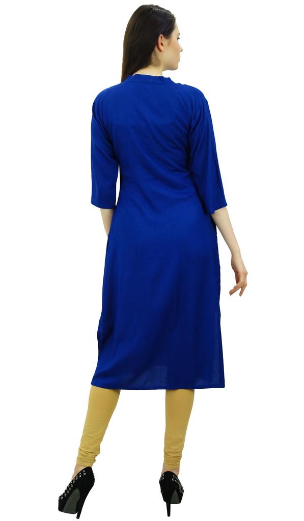 Bimba Women Summer Casual Pintuck Kurti Kurta 3 4 Sleeve Rayon Tunic Classic