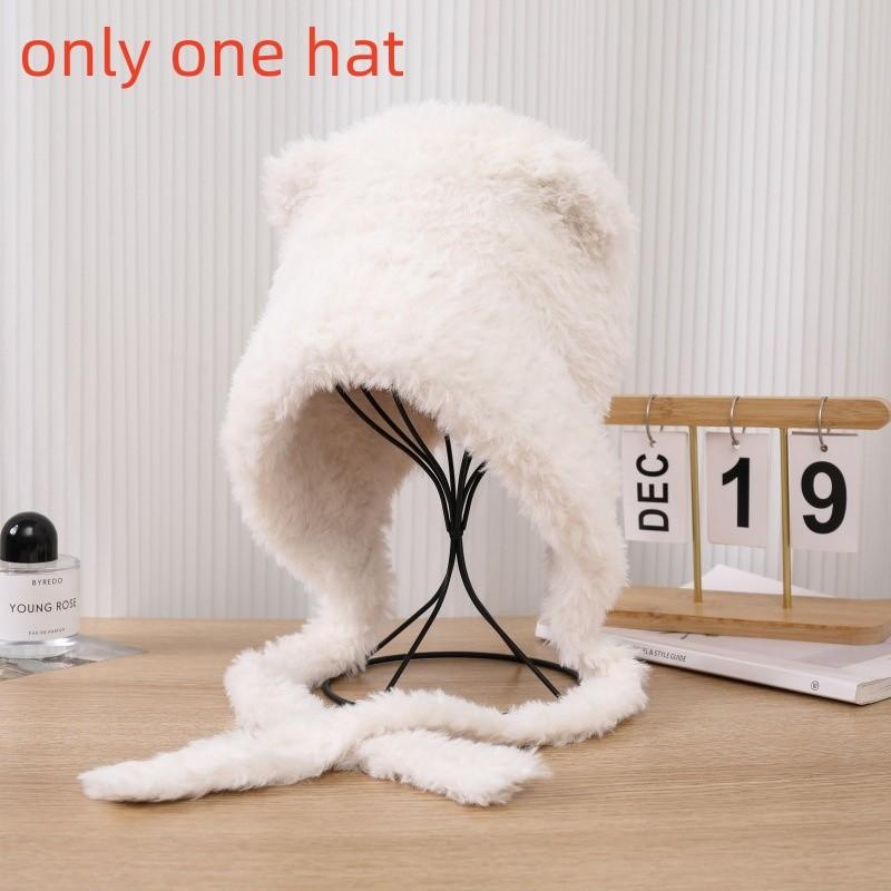 

Cute Bear Ears Knit Hat With Warmth For Winter And Fall Season Girls белый