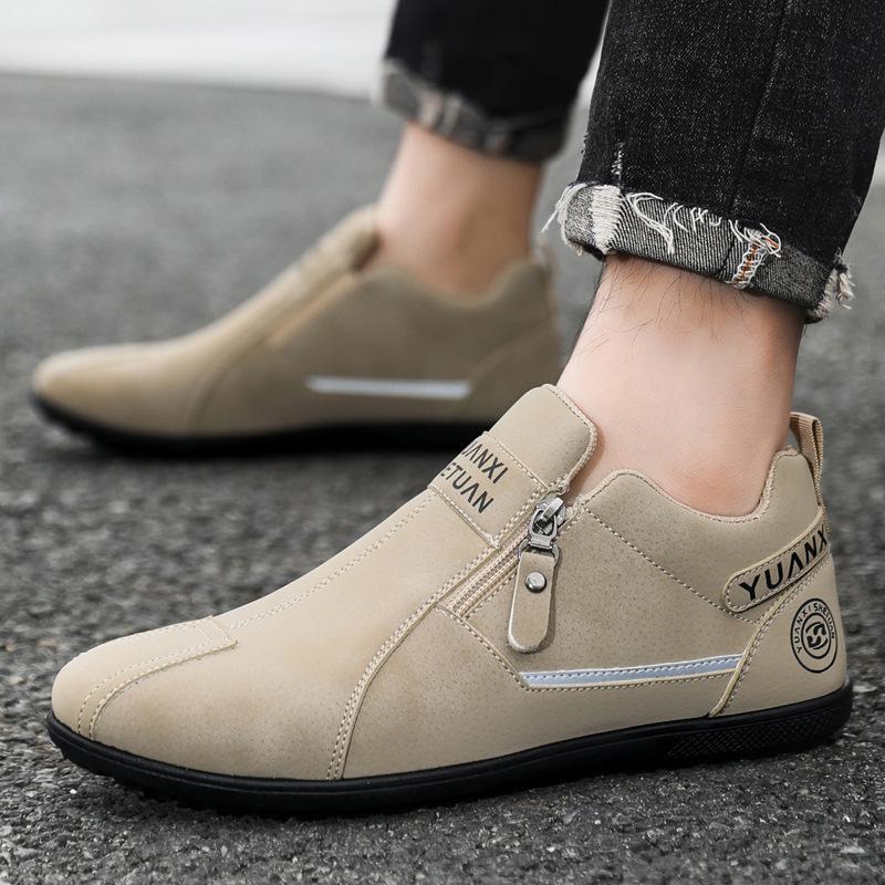 Men Casual Shoes Fashion 2026 Spring Autumn Comfortable Zipper Non-slip Sneakers Warm Plush Fashion Low Heel Outdoor Sports Shoe