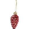 Red Plastic Cone-Shaped Baubles with Glitter 6 Cm - Set of 6