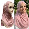 Elastic Fit Women Turban Cap Pull On Pull On Head Wrap Gift Idea Beaded Hijab Scarf  Muslim Women