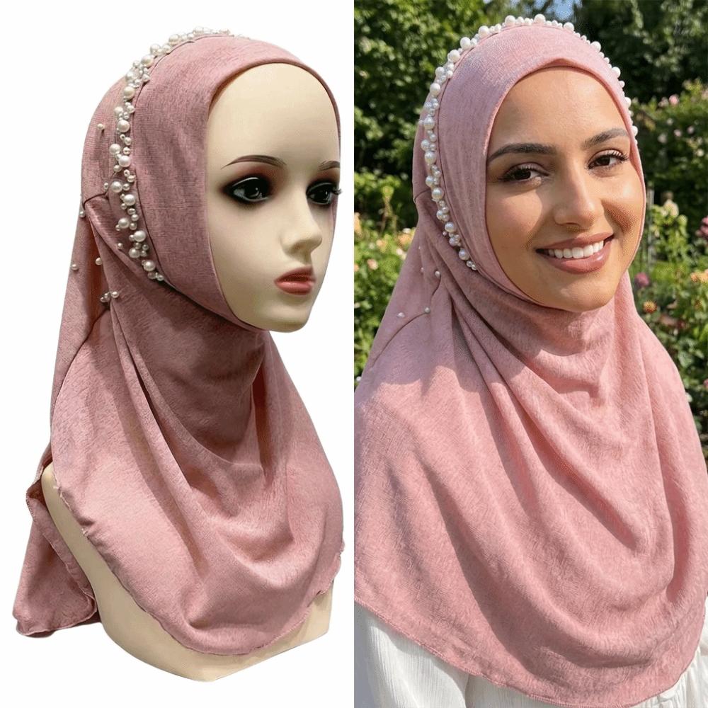Elastic Fit Women Turban Cap Pull On Pull On Head Wrap Gift Idea Beaded Hijab Scarf  Muslim Women