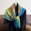 High-end Fashion Double-sided Heterochrome Dual-purpose Scarf Printed Thin Warm 91cm Large Square Scarf Foreign Style Versatile Scarf