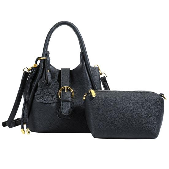 Women's Small Shoulder Bag Faux Leather Crossbody Bag with Makeup Bag Bucket Bag with Adjustable Shoulder Strap for Travel Work Parties