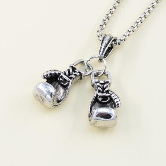 Modische Herren Boxhandschuh Anhänger Kette Halskette Fitness Sport Schmuck Geschenk