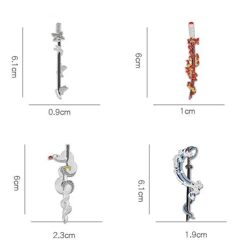 Metal Demon Slayer Pins Kimetsu No Yaiba Katana Badge Shinobu Brooches Tanjirou Sword Enamel Backpack Pin Anime Accessories Gift