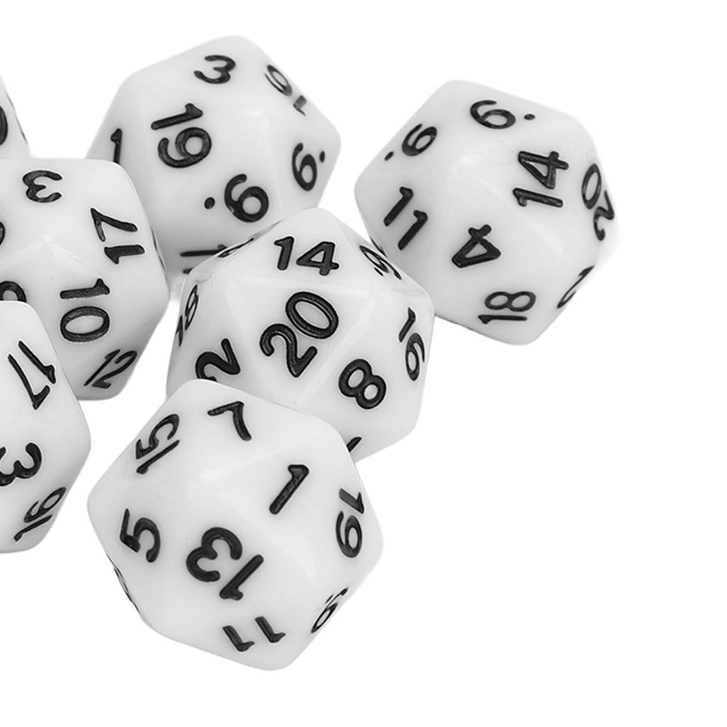 10PCS Polyhedral Dice Set Plastic Lightweight 20 Sided Dice for Role Playing Table Games White