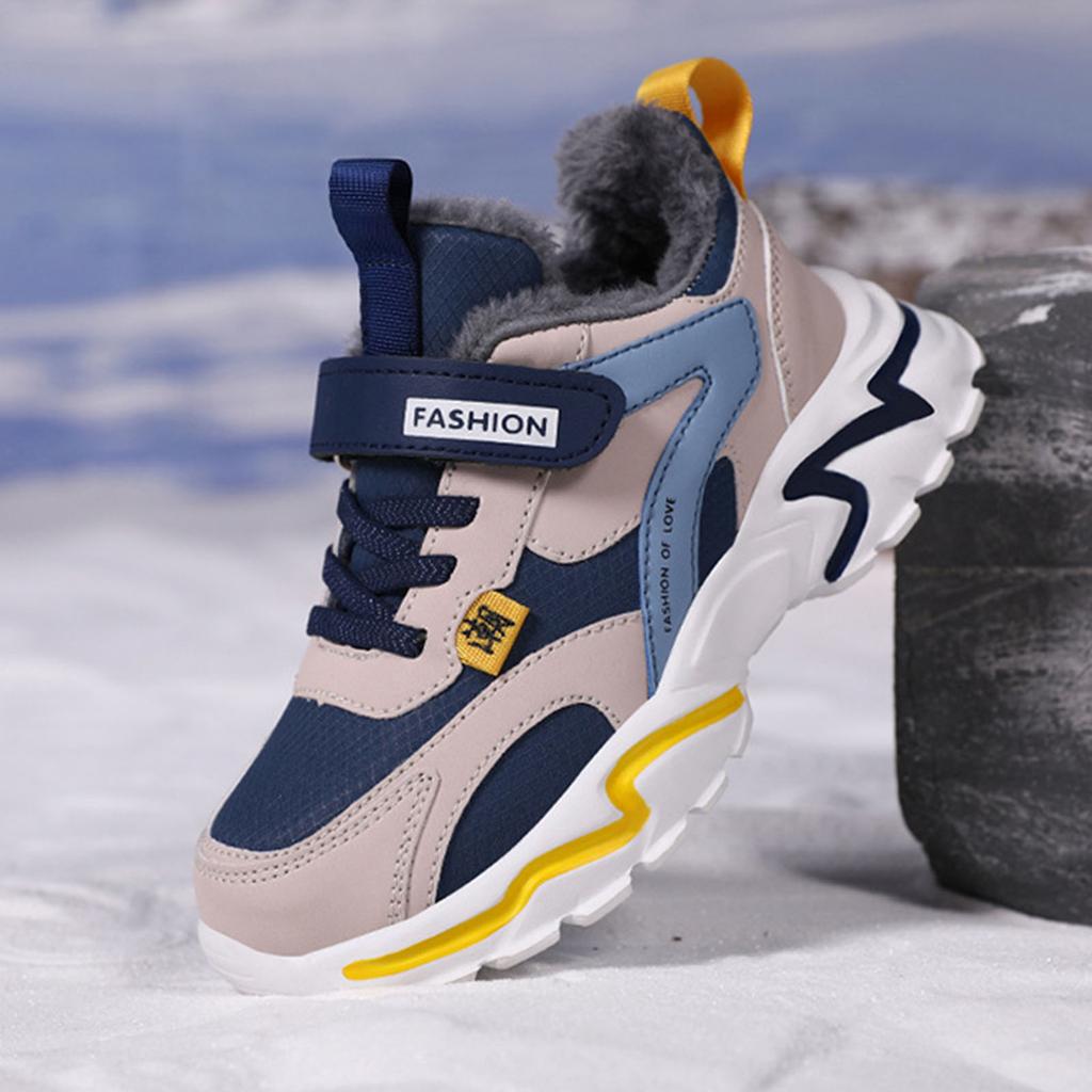 Winter Kids Shoes Sport Boys Casual Shoes High Top Tennis Children's Sneakers Plush Leather Running Sneakers For Girls Size 37