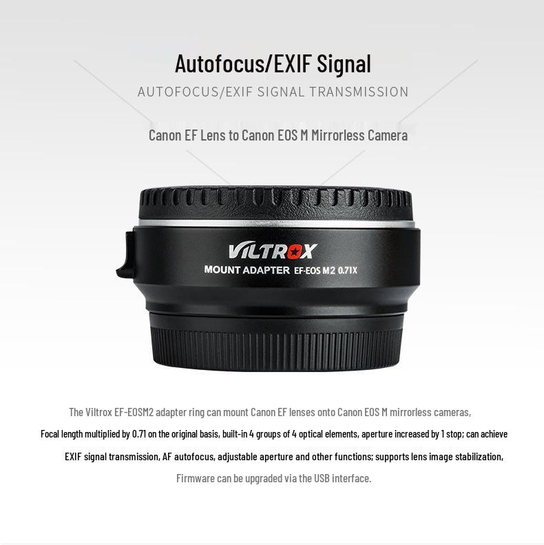 Viltrox EF-EOS M2 Adapter for Canon EF Lenses to EOS M Cameras (M6, M5, M50)