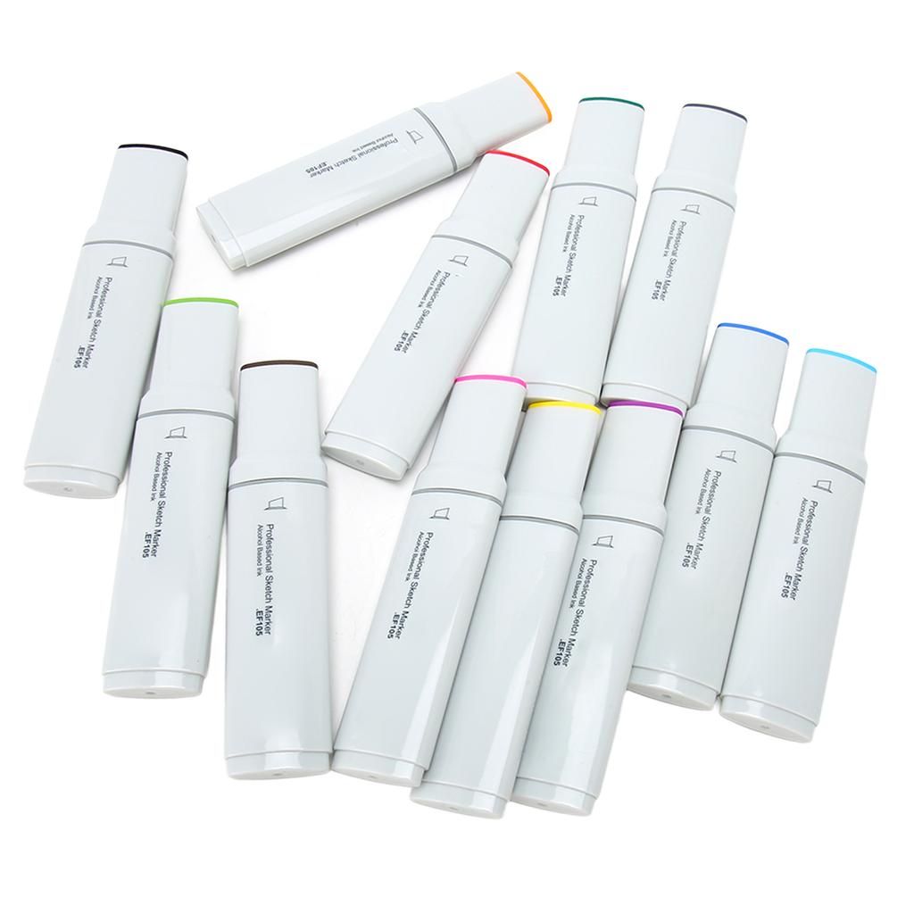 Wide Tip Markers Refillable Ink Even Inking Alcoholic Paint Marker for Paper Plastic Wood Glass 12pcs