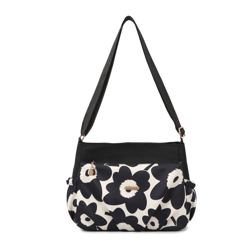 Women's Nylon Crossbody Bag Floral Leopard Print Shoulder Bag Lightweight Casual Messenger Bag for Daily Travel