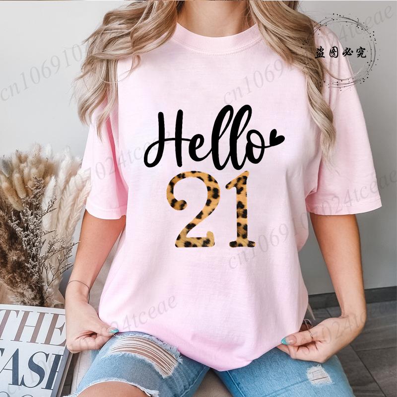 It's My 21th Birthday Leopard Birthday Vintage Graphic TShirt Unisexs Short Sleeve Crew Neck Casual with Retro Aesthetic Clothes