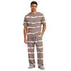 Men's Short Sleeve Pajama Set with Long Pants, Button Crotch, Elastic Waist Drawstring - Comfortable Sleepwear