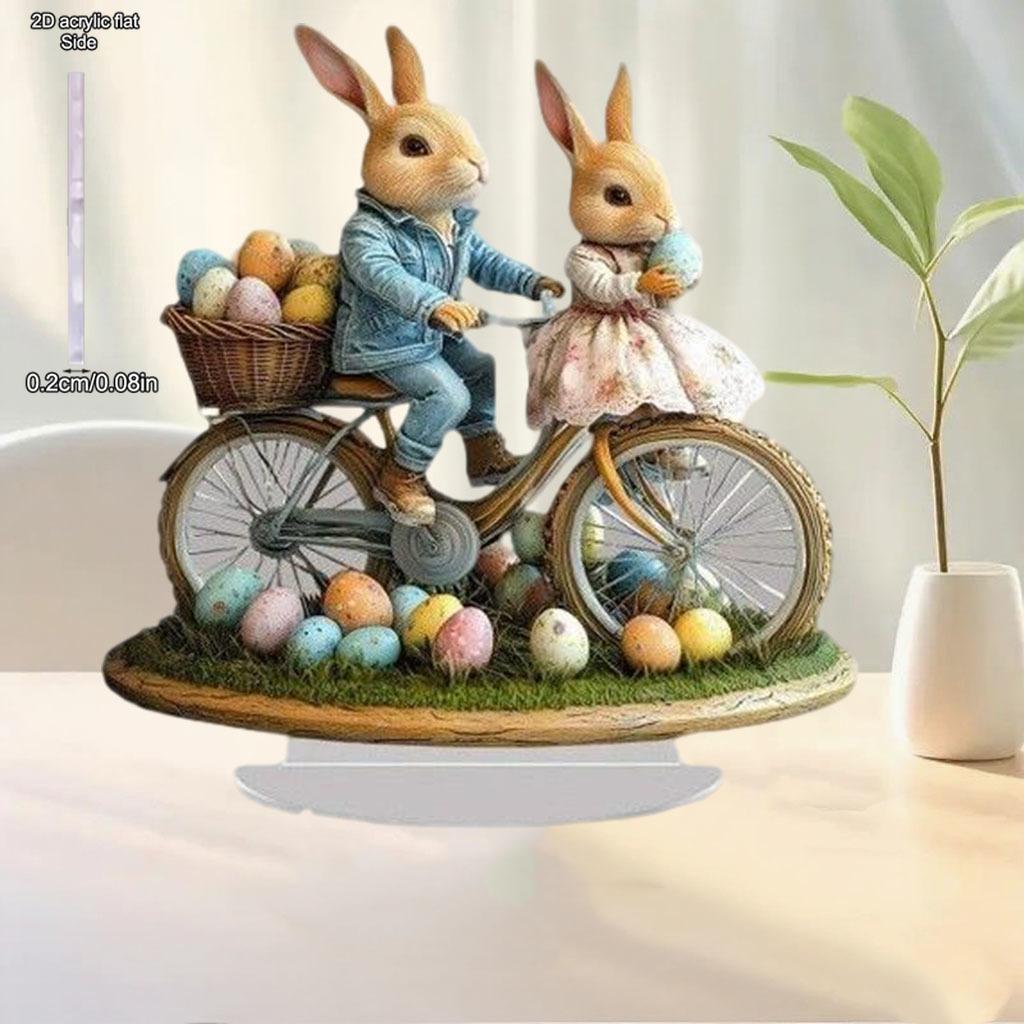 Easter Bunny Desk Decor Acrylic - 2D Flat Acrylic Desktop Ornament, Wall Decor Art, Four Seasons Decoration, Novelty Home Decor