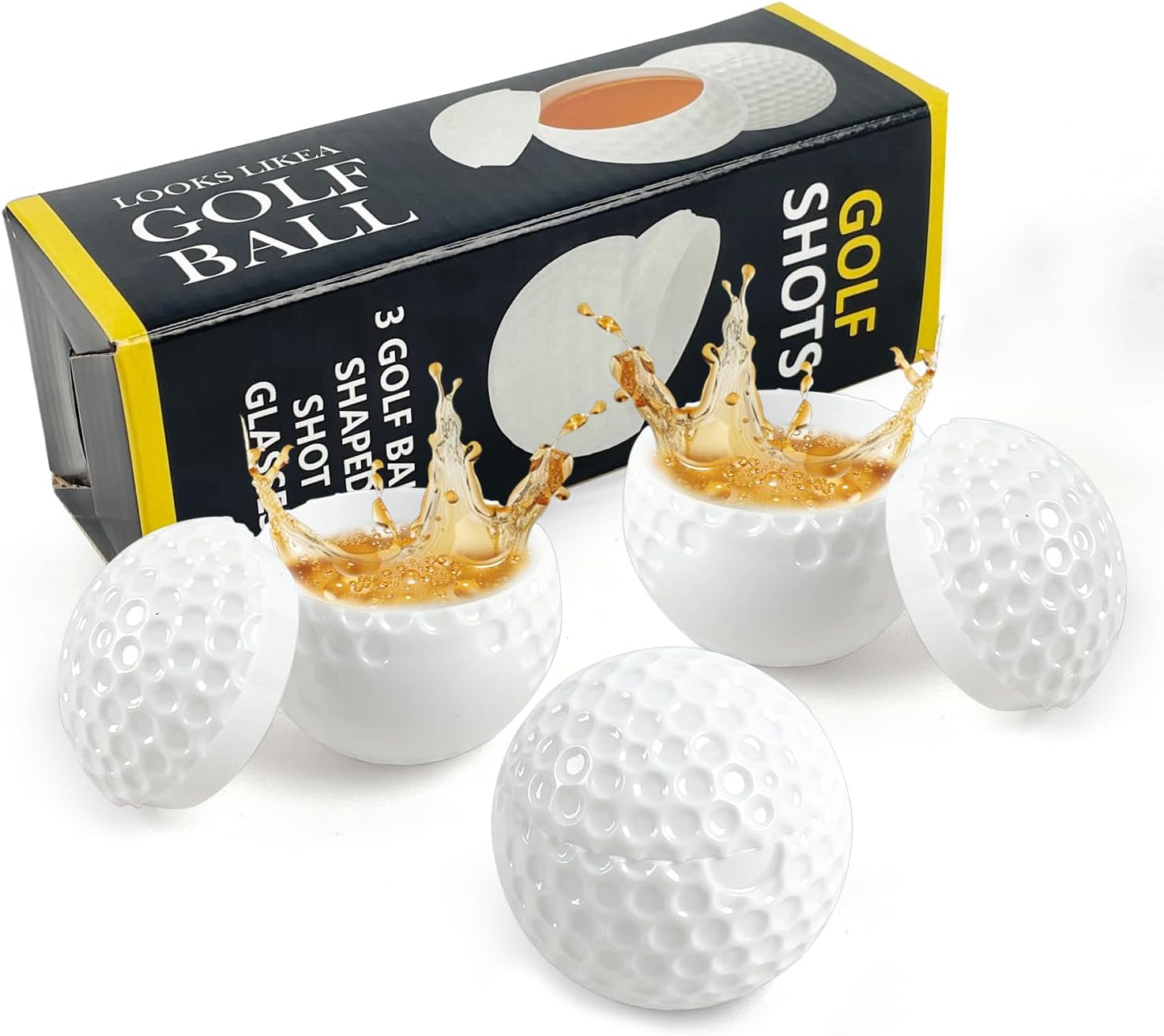

3pcs Golf Ball Shaped Shot Glasses with Lid, 1.5oz, White, Plastic, Golf Party Cups, Novelty Gift for Golf Enthusiasts, Outdoor Party 3
