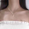 925 Sterling Silver High Polish Love Pearl Asymmetric Chain Necklace for Women Lady Party Choker Necklace Jewelry Gifts S-N693