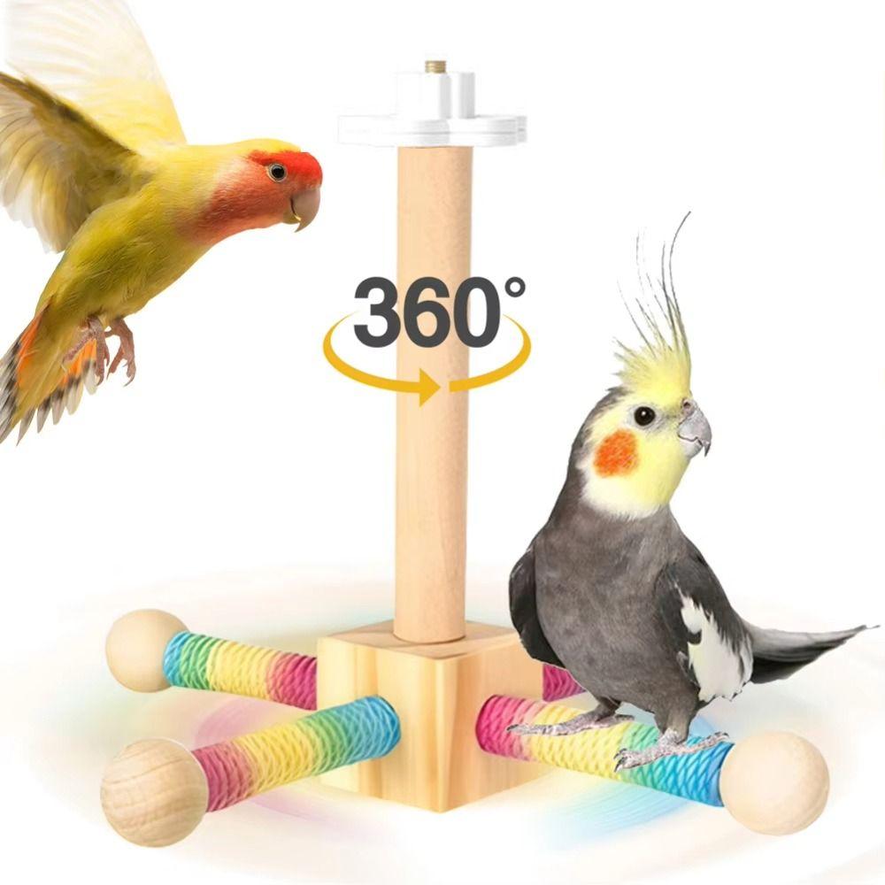 Chew-Proof Construction Wood Bird Training Stand Parrot Play Rack Small Medium Animals
