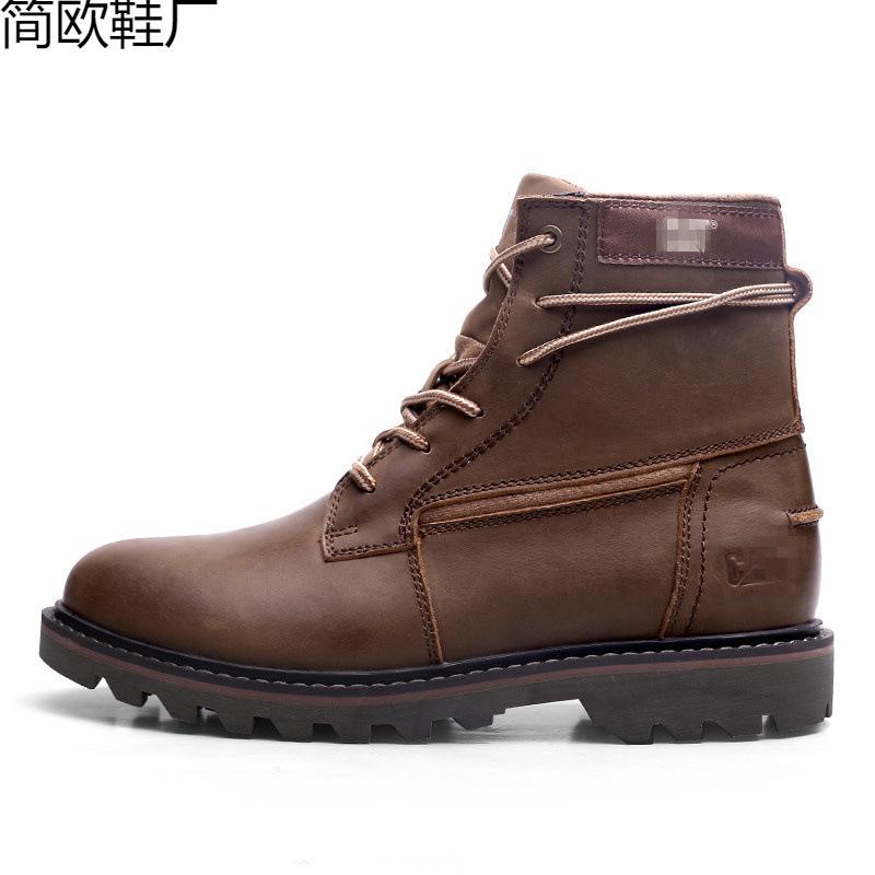 Large size first-layer cowhide Martin boots men s casual leather shoes British Chinese locomotive boots outdoor 38 [leather shoe size]