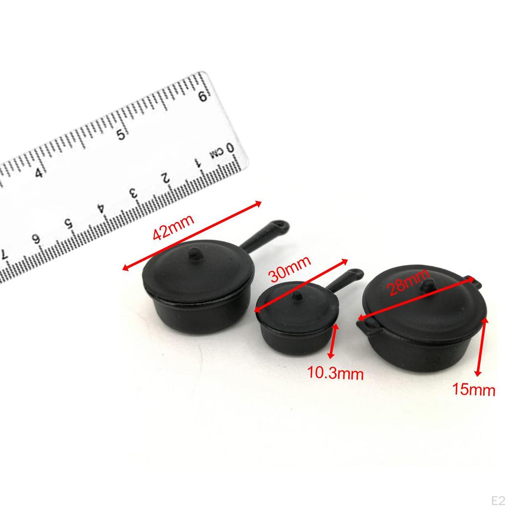 1/12 Scale Dollhouse Cooking Pots Food Set for Decor Pretend Play Holiday Gifts