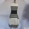 Elegant Summer Sleeveless Striped Patchwork Dress: Black & White Casual Round Neck