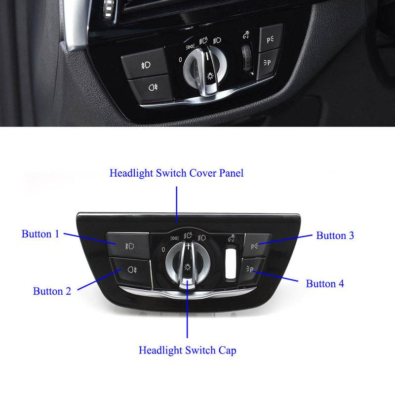 Interior Car Headlight Switch Rotary Knob Light Control Cover Panel Front Rear Foglight Button For BMW G30 G31 G38 F90 G32
