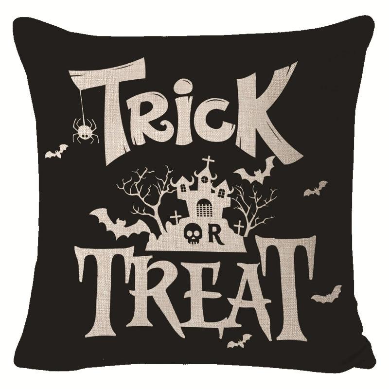 Creative Halloween Decoration Cushion Cover Classic Skull Pumpkin Series Printed Pillowcase Terrifying Bat Pillow Cover